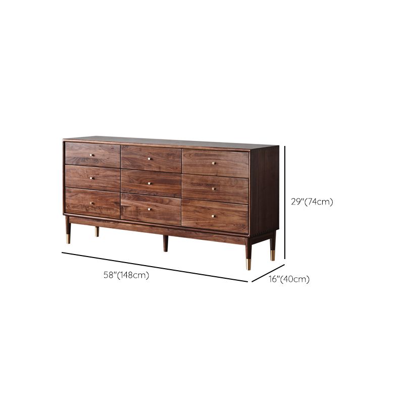 Rectangular Rubberwood Chest Mid-Century Modern Accent Chest with 9 Drawers Clearhalo 'Cabinets & Chests' 'cabinets_chests' 'furn' 'furn_cabinets_chests' 'Furniture' 'Living Room Furniture' 1200x1200_5814df2a-9cab-40bf-93f7-1fce62c5f4da