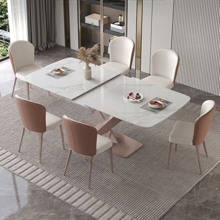 Modern 1/4/5/7 Pieces Silver Dining Table Set with Sintered Stone Top Scalable Dinette Set Clearhalo 'Dining Room Sets' 'Dining Tables & Seating' 'dining_room_set' 'furn' 'furn_dining_room_set' 'Furniture' 'furniture_dining_room_set' 'Kitchen & Dining Furniture' 1200x1200_58154ddc-7fef-48e8-ac15-836f3a56d6c8