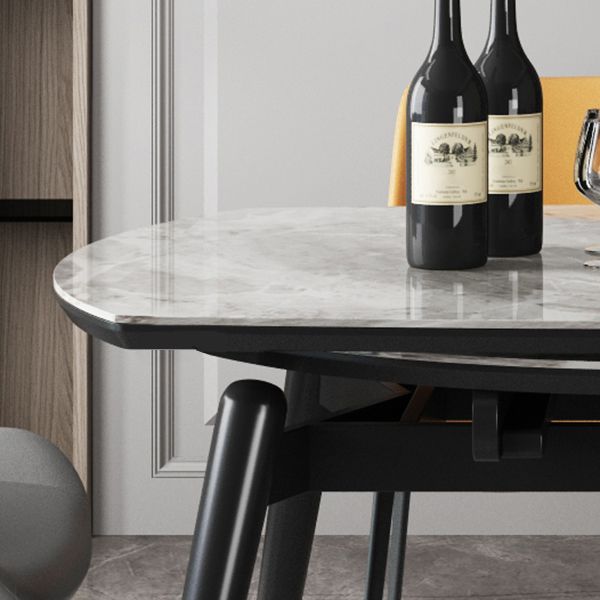 Sintered Stone Top Extendable Round Kitchen Table Modern Dining Table with 4 Legs Clearhalo ' dining_table' 'Dining Tables & Seating' 'Dining Tables' 'furn' 'furn_dining_table' 'Furniture' 'furniture_dining_table' 'Kitchen & Dining Furniture' 'kitchen&dining_furn' 'kitchen' 'kitchen_dining_table' 1200x1200_5815c033-c358-4ad2-a896-a3aca339a87e