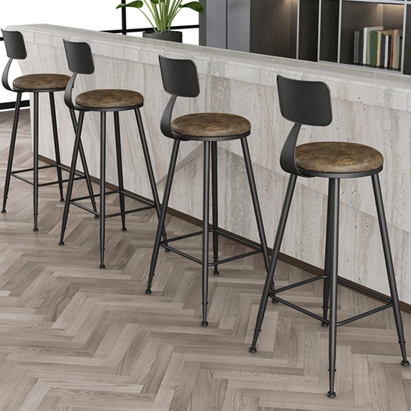 Modern Backrest Armless Counter Stool Iron Bar Stool with Leather Cushion for Dining Room Clearhalo 'Bar Furniture' 'Bar Stools' 'bar_stools' 'furn' 'furn_bar_stools' 'Furniture' 'Kitchen & Dining Furniture' 1200x1200_58161afe-2a81-4efd-99d2-df15cd8cfeac