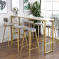 Glam White Marble Bar Table with Rectangle Table Top Gold Trestle Table - 42" H Clearhalo 'Bar Furniture' 'Bar Tables' 'bar_tables' 'furn' 'furn_bar_tables' 'Furniture' 'furniture_bar_tables' 'Kitchen & Dining Furniture' 1200x1200_58169bb6-8409-4e76-8f78-2eb95502e208