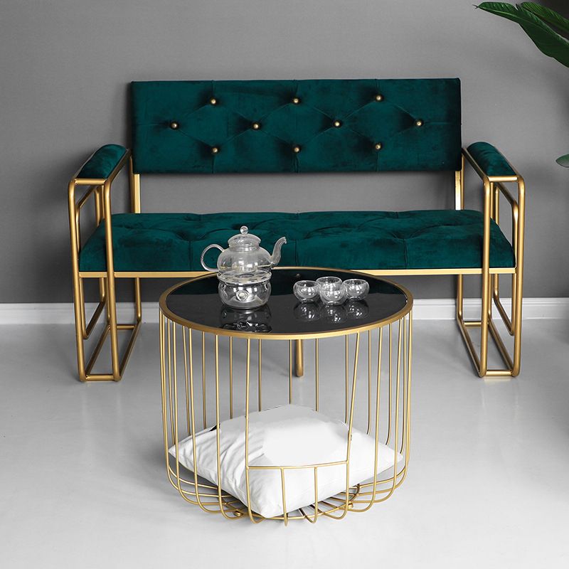 Contemporary Round Top Cocktail Table with Frame Base in Iron Clearhalo 'Coffee & Accent Tables' 'Coffee Tables' 'coffee_tables' 'furn' 'furn_coffee_tables' 'Furniture' 'Living Room Furniture' 1200x1200_5816d92a-3ace-4744-ae80-6c5ea9316a54
