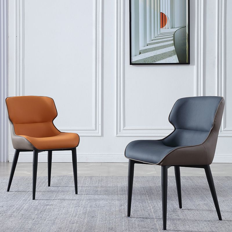 Sedia da pranzo in pelle finta moderna sedia laterale del braccio di wingback per uso domestico