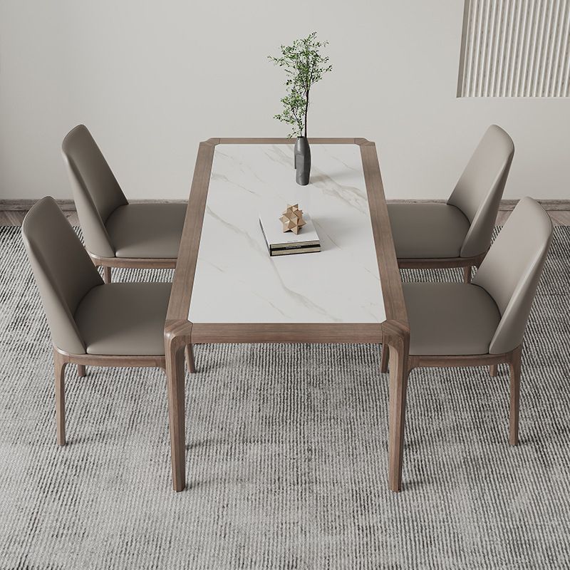 Modern Sintered Stone Top Dining Set Rectangle 1/4/5/7 Pieces Wooden Table Set Clearhalo 'Dining Room Sets' 'Dining Tables & Seating' 'dining_room_set' 'furn' 'furn_dining_room_set' 'Furniture' 'Kitchen & Dining Furniture' 1200x1200_581a024e-a141-4666-94fb-23810b3190a0