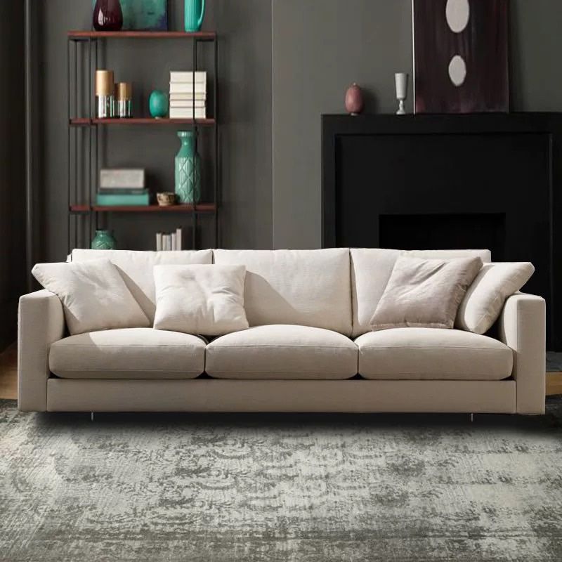 Padded Wooden down Cloth Rectangular Sofa with Pillow Back and Down/sponge/latex Cushion Clearhalo 'furn' 'furn_sofas' 'Furniture' 'furniture_sofas' 'kitchen' 'kitchen_sofas' 'Living Room Furniture' 'Sofa' 'sofas' 1200x1200_581a5dcb-c13d-475d-b684-1e6745eecf1c