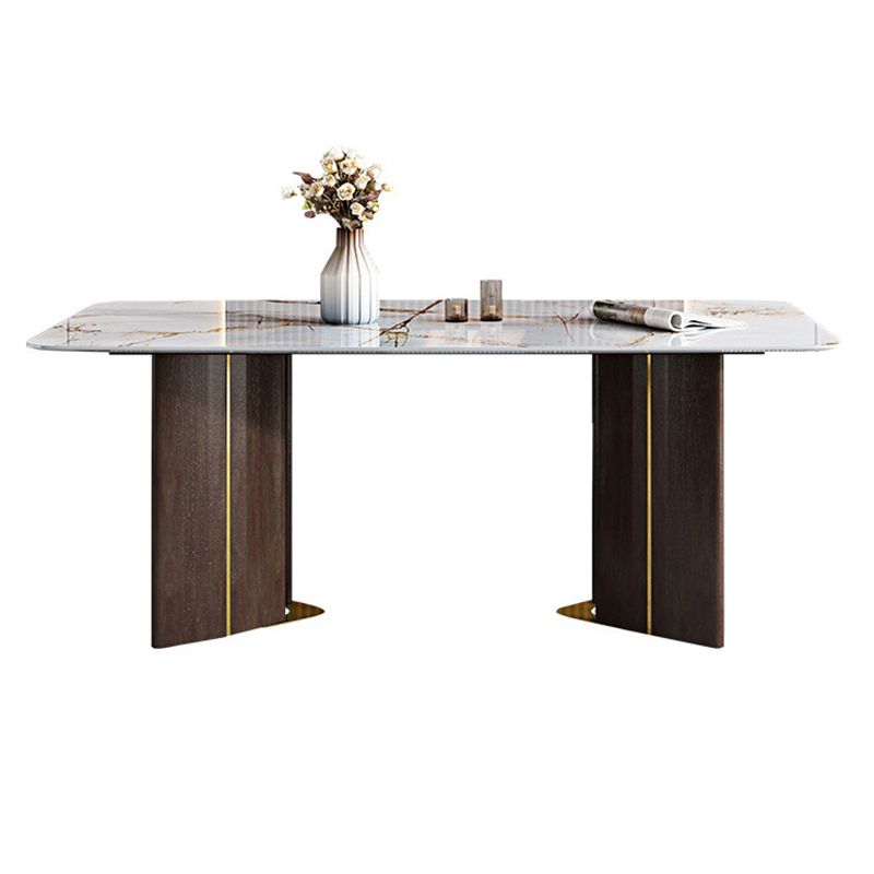 Juego de comedor rectangular de 1/4/5/6/7 piezas, mesa de comedor con tapa de piedra sinterizada y sillas de cuero