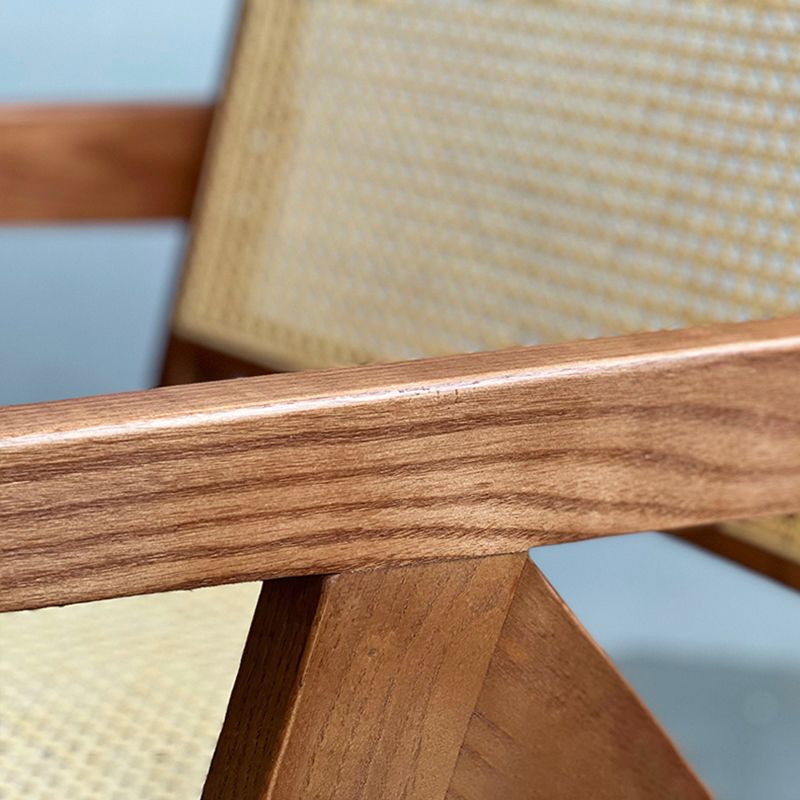 Woven Back Lounge Chair Solid Wood Arms Included Chair with Cushion Clearhalo 'Accent Chairs' 'accent_chairs' 'Chairs & Seating' 'furn' 'furn_accent_chairs' 'Furniture' 'Living Room Furniture' 1200x1200_581c1e5f-c496-4c27-b4f8-dc41ba430fb1