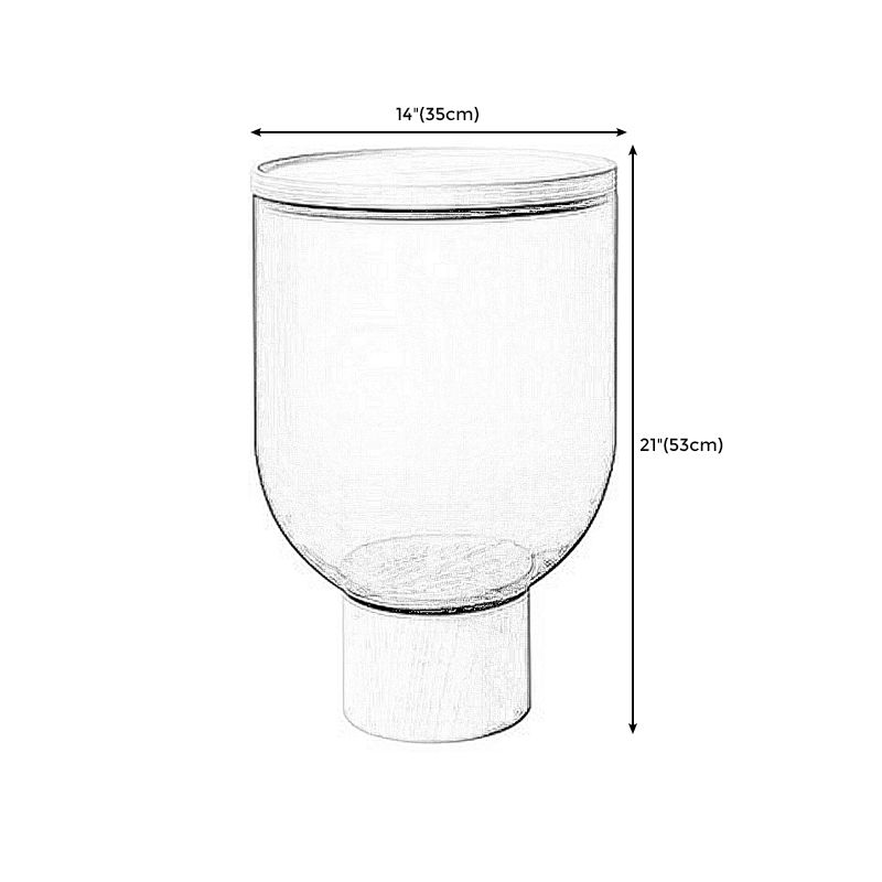 Modern Round Solid Oak Top End Table 53/44" Tall Drum End Table with Storage