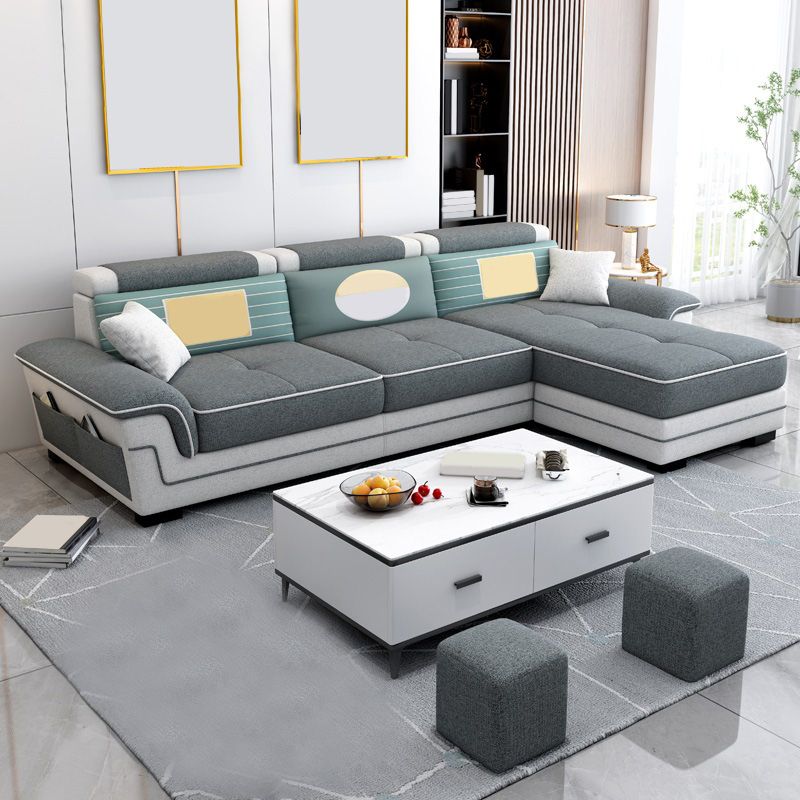 82.68" W √ó 57.09" D √ó 35.43" H High Back Pillow Top Arm Sectional with Slipcovere Clearhalo 'furn' 'furn_sectionals' 'Furniture' 'furniture_sectionals' 'kitchen' 'kitchen_sectionals' 'Living Room Furniture' 'Sectionals' 1200x1200_58227276-d20d-4579-953d-5f11375b34d1