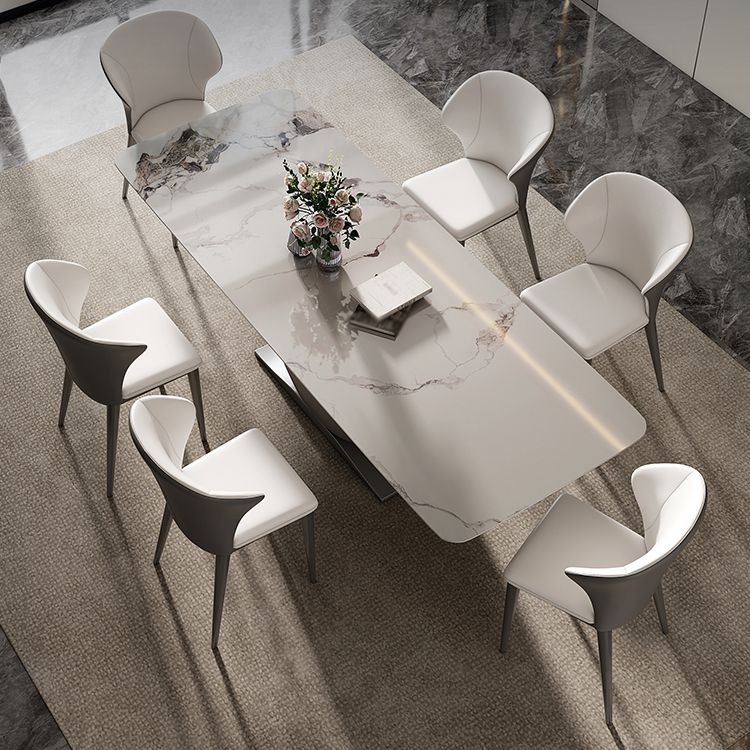 Moderne stijl voetstuk eettafel gesinterde stenen rechthoekige tafel voor thuis