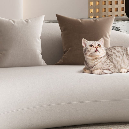 Contemporary Living Room Fabric Tuxedo Arm Cushions White Seating