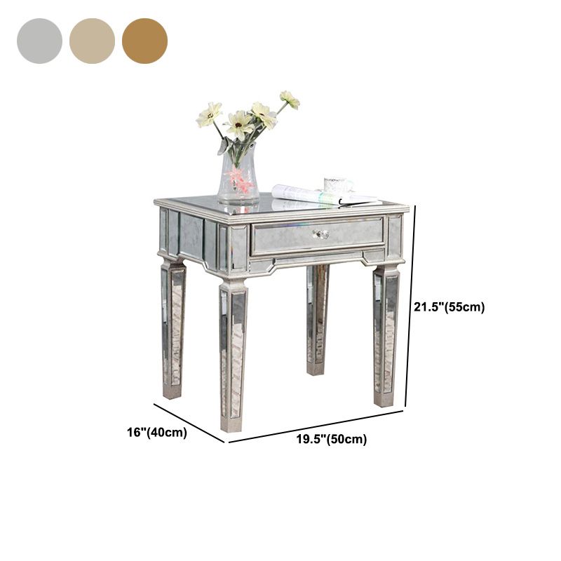 Tabla de extremo superior de vidrio cuadrado contemporáneo 4 Pats Tabla de extremo con cajón