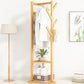 Modern Wood Entry Hall Tree Free Standing Coat Rack with 4 Hooks