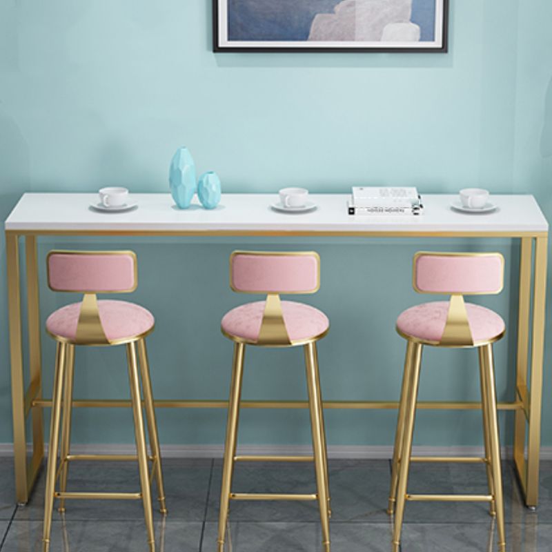 Glam Set tavolo da bar da 1/4 pezzi Tavolo da bancone rettangolare in pietra con sgabelli alti per cucina