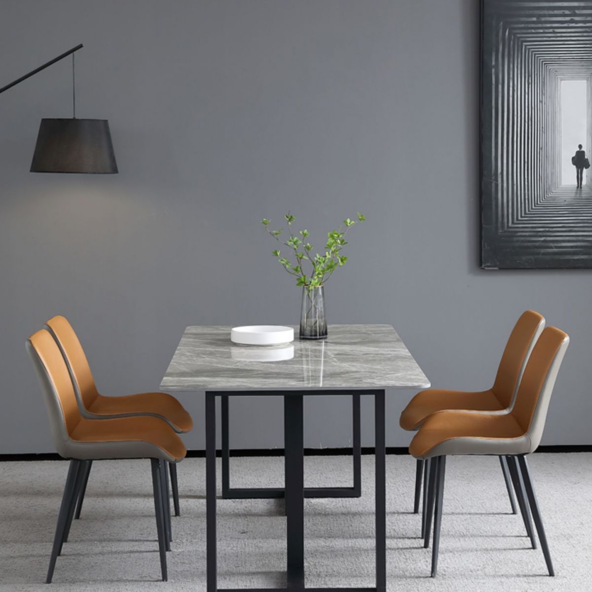Industrial Grey Table for Restaurant Rectangle Dining Table with Double Pedestal Clearhalo 'Dining Tables & Seating' 'Dining Tables' 'dining_table' 'furn' 'furn_dining_table' 'Furniture' 'furniture_dining_table' 'Kitchen & Dining Furniture' 'kitchen' 'kitchen_dining_table' 1200x1200_58285a48-5ca2-414c-8212-b31c17c31275