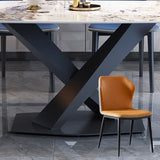 Industrial Style Sintered Stone Table Dining Rectangle Table with Metal Legs for Home Clearhalo 'Dining Tables & Seating' 'Dining Tables' 'dining_table' 'furn' 'furn_dining_table' 'Furniture' 'Kitchen & Dining Furniture' 1200x1200_5828d686-f21e-4519-a09b-4e6ffd1e2a40