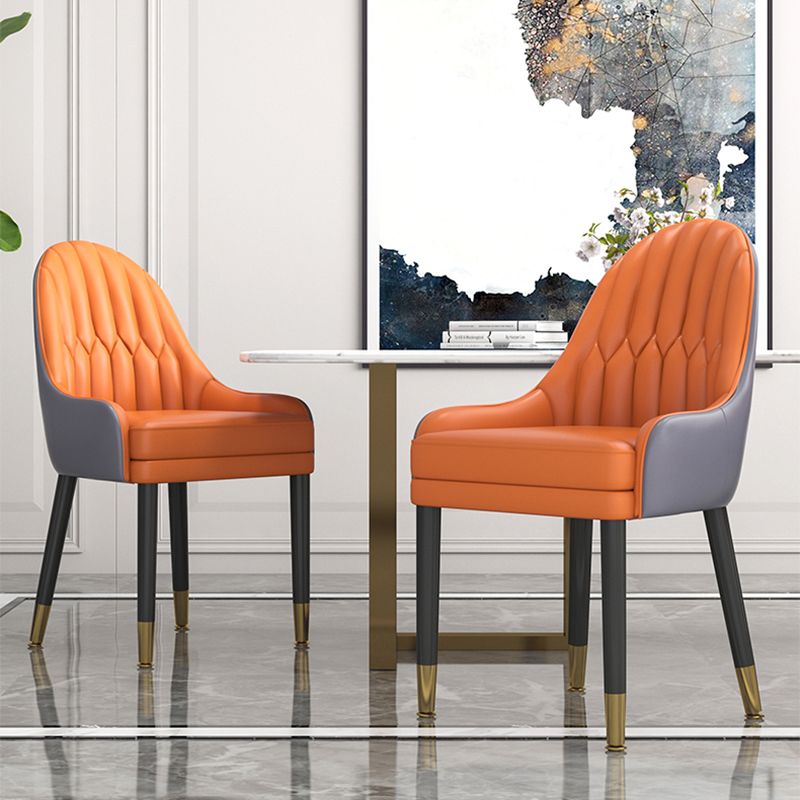 Glam Wood Dining Room Chairs Faux Leather Dining Arm Chairs for Home Use (Set of 2) Clearhalo ' kitchen&dining_furn' 'Dining Chairs' 'Dining Tables & Seating' 'dining_chair' 'furn' 'furn_dining_chair' 'Furniture' 'furniture_dining_chair' 'Kitchen & Dining Furniture' 'kitchen' 1200x1200_5829e8b1-d533-467b-b5e9-8ef6dc87a4dc