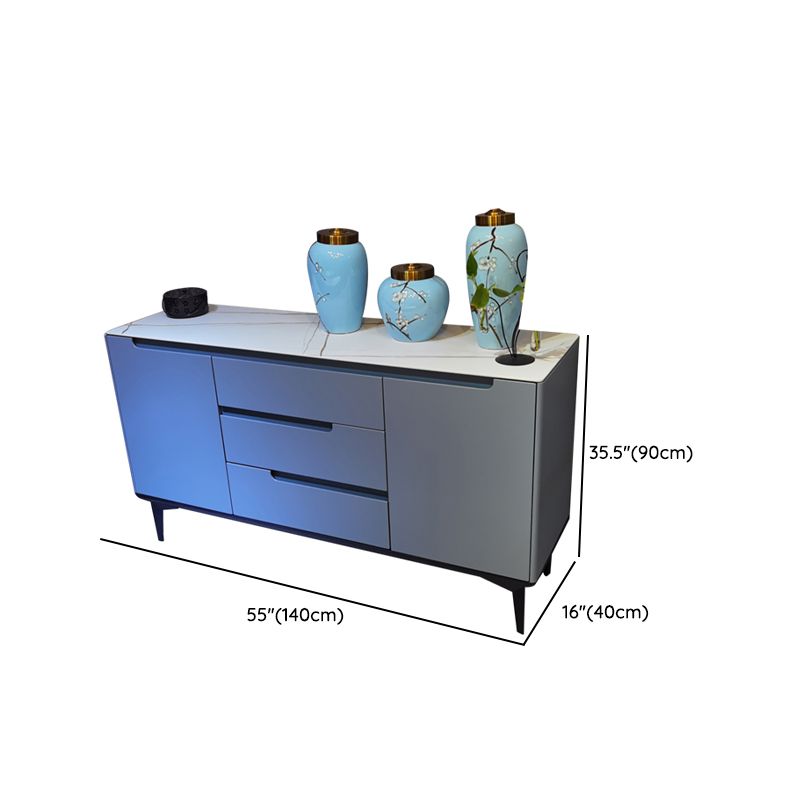 Modern Antique Finish Credenza 3 Drawer Sintered Stone Sideboard Cabinet Clearhalo 'buffet_sideboard' 'Buffets & Sideboards' 'furn' 'furn_buffet_sideboard' 'Furniture' 'Kitchen & Dining Furniture' 1200x1200_582b5bdf-8e4c-4b89-92e0-ee3eec5c09da