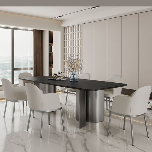 Set da tavolo da pranzo nero glam 1/4/5/7 PCS Dinette con sedie in pelle