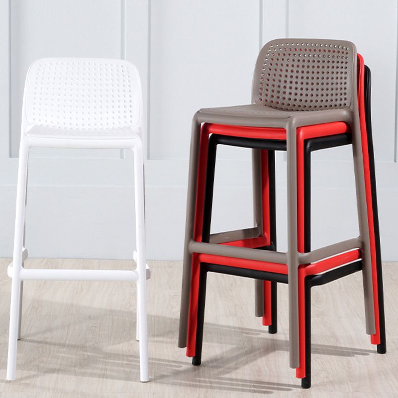 Contemporary PP Bar and Counter Stool Low Back Stool with 4 Legs Clearhalo 'Bar Furniture' 'Bar Stools' 'bar_stools' 'furn' 'furn_bar_stools' 'Furniture' 'furniture_bar_stools' 'Kitchen & Dining Furniture' 1200x1200_582d087b-8a07-4ee8-8d4e-b078604a98dc