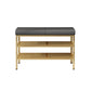 Metal Cushioned Bench Modern Seating Bench with Shelves for Entryway Clearhalo 'Benches' 'Chairs & Seating' 'furn' 'furn_benches' 'Furniture' 'Living Room Furniture' 1200x1200_582d3c78-a84c-43df-ae85-a448fce4996e