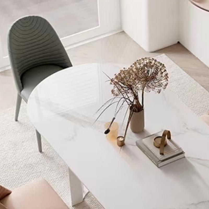 Modern White Stone Top Dinner Table Oval Metal Double Pedestal Dining Table Clearhalo 'Dining Tables & Seating' 'Dining Tables' 'dining_table' 'furn' 'furn_dining_table' 'Furniture' 'furniture_dining_table' 'Kitchen & Dining Furniture' 'kitchen' 'kitchen_dining_table' 1200x1200_582ff939-955c-4206-b0c0-a91c639a5c7a