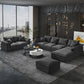 Contemporary Grey Loose Back Sofa & Chaise Pillow Top Arm Sofa - 29.92" H