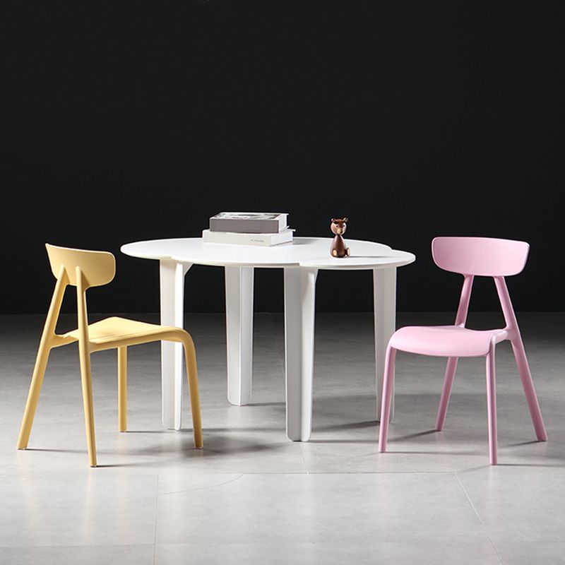 Metal Solid Color Armless Chair Four-Leg Stackable Accent Chair