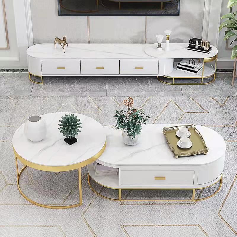 Stone TV Console Contemporary 3 Drawers Open Storage Media Console Clearhalo 'furn' 'furn_tv_stands_entertainment_centers' 'Furniture' 'Living Room Furniture' 'TV Stands & Entertainment Centers' 'TV Stands & Media Storage Furniture' 'tv_stands_entertainment_centers' 1200x1200_5831ecf6-bdd6-4def-a411-a6fa83fdeeb9