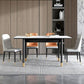 Rectangle Modern DiningRoomTableSet Sintered Stone Top DiningSet with Metallic 4 Legs Base Clearhalo 'Dining Room Sets' 'Dining Tables & Seating' 'dining_room_set' 'furn' 'furn_dining_room_set' 'Furniture' 'furniture_dining_room_set' 'Kitchen & Dining Furniture' 'kitchen&dining_furn' 'kitchen' 1200x1200_5832a60a-4bb5-4bc7-b495-7b558ac40845