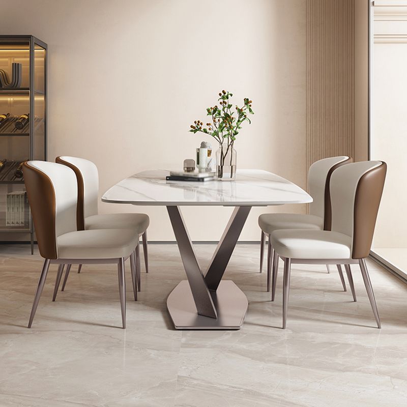 Glam Sintered Stone Kitchen Dining Table White Kitchen Dining Table with Pedestal Base Clearhalo ' dining_table' 'Dining Tables & Seating' 'Dining Tables' 'furn' 'furn_dining_table' 'Furniture' 'furniture_dining_table' 'Kitchen & Dining Furniture' 'kitchen&dining_furn' 'kitchen' 'kitchen_dining_table' 1200x1200_5832d52b-8c77-4fbe-a9ca-285ad12720c1