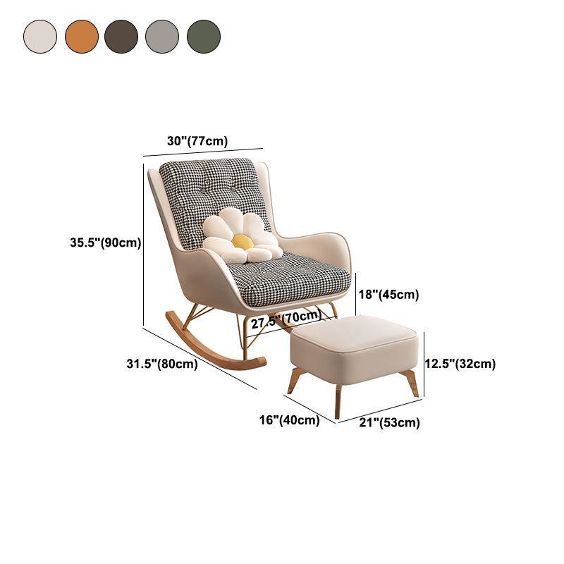 Contemporary Rocking Chair Fabric Upholstered Tufted Wing Chair Back Indoor Rocking Chair