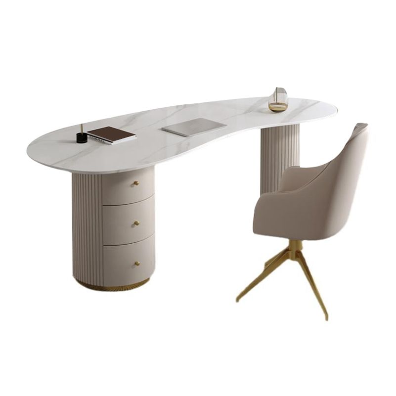 Bureau d'écriture en pierre de style glamour Bureau en bois d'origine avec 3 tiroirs