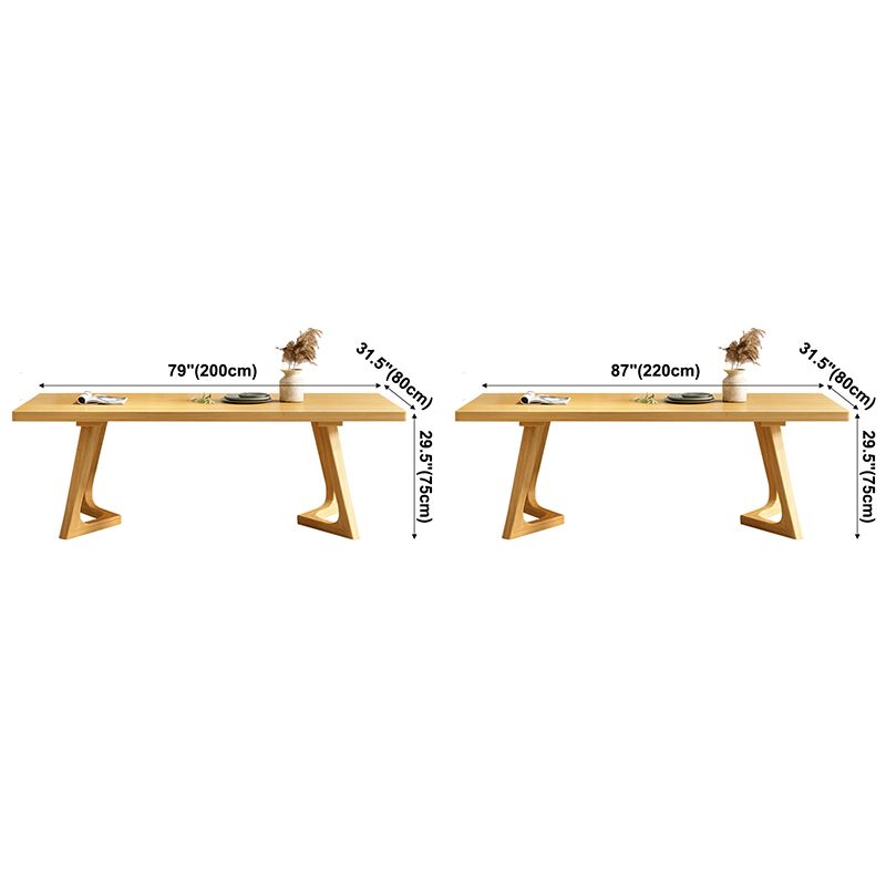 Rectangle Wood Color Dining Table Pine Solid Wood Table Modern with Double Pedestal Clearhalo ' dining_table' 'Dining Tables & Seating' 'Dining Tables' 'Furniture' 'furniture_dining_table' 'Kitchen & Dining Furniture' 'kitchen&dining_furn' 'kitchen' 'kitchen_dining_table' 1200x1200_583714e3-38bc-4cc3-beed-3cdc78162f9d