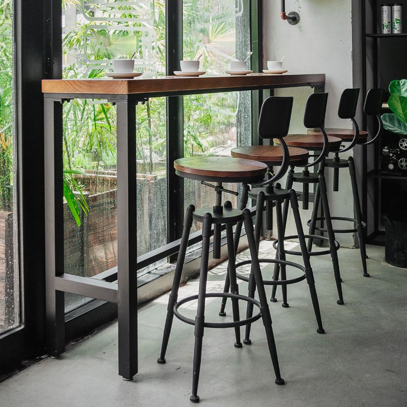 Coffee Shop Hall/Pub Table Industrial Rectangle Footrest Bar Height Table in Natural Clearhalo 'Bar Furniture' 'Bar Tables' 'bar_tables' 'furn' 'furn_bar_tables' 'Furniture' 'Kitchen & Dining Furniture' 1200x1200_583715d3-b6c7-4b99-91e1-defeb01d2495