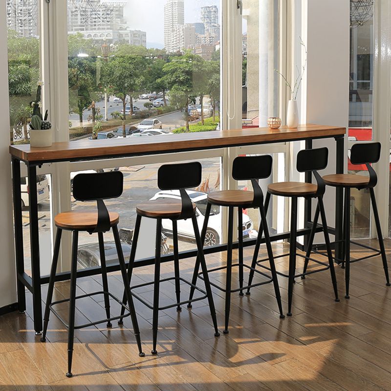 Contemporary Rectangle Bar Table Solid Wood Brown Colour Bar Dining Table with Footrest Clearhalo 'Bar Furniture' 'Bar Tables' 'bar_tables' 'furn' 'furn_bar_tables' 'Furniture' 'Kitchen & Dining Furniture' 1200x1200_5837d62b-6890-4975-8c52-3d8efd135bd3