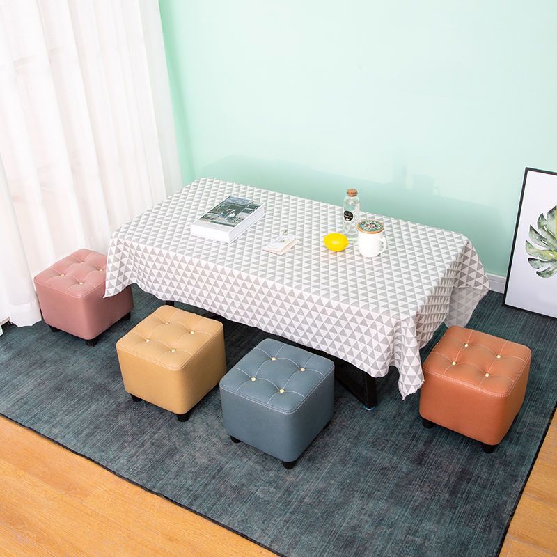 Tufted Ottoman Whole Colored Fabric Water Resistant Square Modern Ottoman