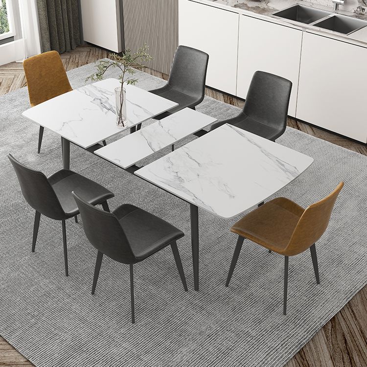 Modern 1/4/5/7 Pieces Dinette Set with White Sintered Stone Top Scalable Dining Table Set Clearhalo 'Dining Room Sets' 'Dining Tables & Seating' 'dining_room_set' 'furn' 'furn_dining_room_set' 'Furniture' 'furniture_dining_room_set' 'Kitchen & Dining Furniture' 1200x1200_5841d209-ebcb-4ca2-9ba3-d946e9ea7d21