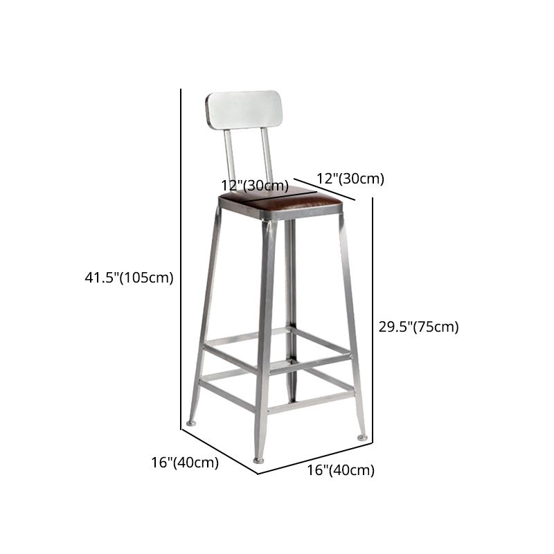 Industrial Coffee Shop Footrest Stools Silver Iron Bar Stool Clearhalo 'Bar Furniture' 'Bar Stools' 'bar_stools' 'furn' 'furn_bar_stools' 'Furniture' 'furniture_bar_stools' 'Kitchen & Dining Furniture' 1200x1200_58434b17-89cd-4284-8ffe-f38436a7842d