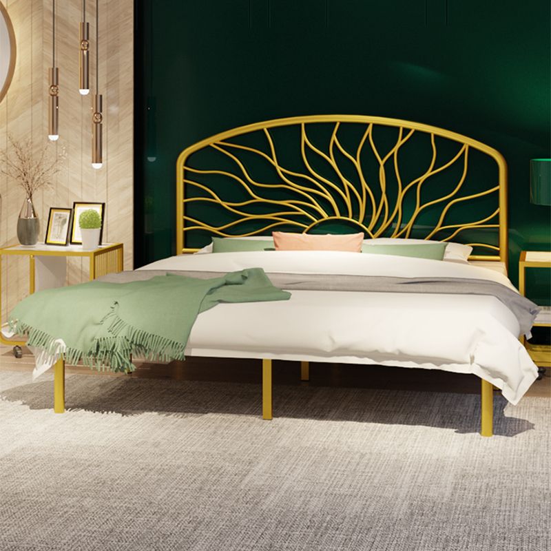 Glam Bed Frame with Arched Headboard, Metal Open-Frame Bed, 41" Tall