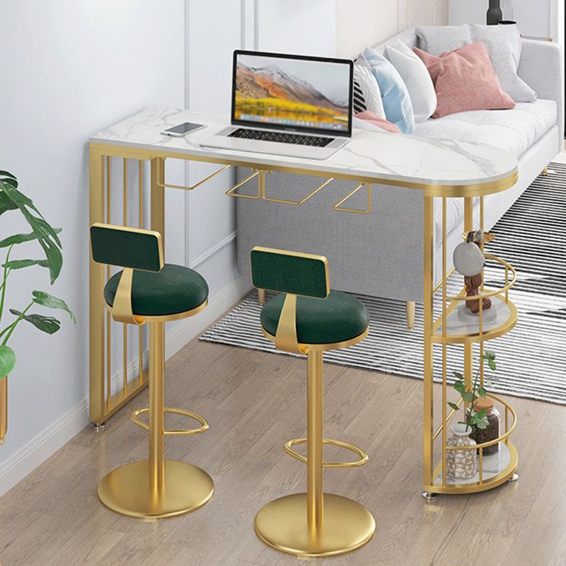 Moderne stenen bartafelset, 1/2/3-delige bartafel met vrije vorm en in hoogte verstelbare krukken