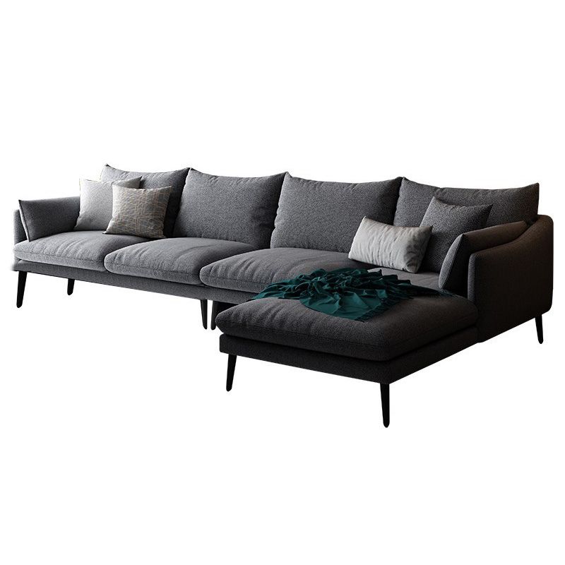 Modern 3/4-seater Fabric Sofa & Chaise Grey Slipcovered Sectional Clearhalo 'furn' 'furn_sectionals' 'Furniture' 'Living Room Furniture' 'Sectionals' 1200x1200_5849e86e-a543-4783-a88e-ce7f1b7c5ccd