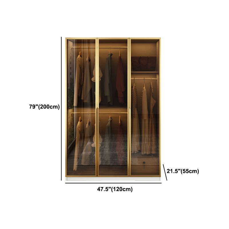 Modern Style Glass Wardrobe Bedroom Wardrobe Closet with Drawer Clearhalo 'Armoires & Wardrobes' 'armoires_wardrobes' 'Bedroom Furniture' 'furn' 'furn_armoires_wardrobes' 'Furniture' 1200x1200_584a6ad6-2211-44cc-9e2b-5b4b1a8cc3f1
