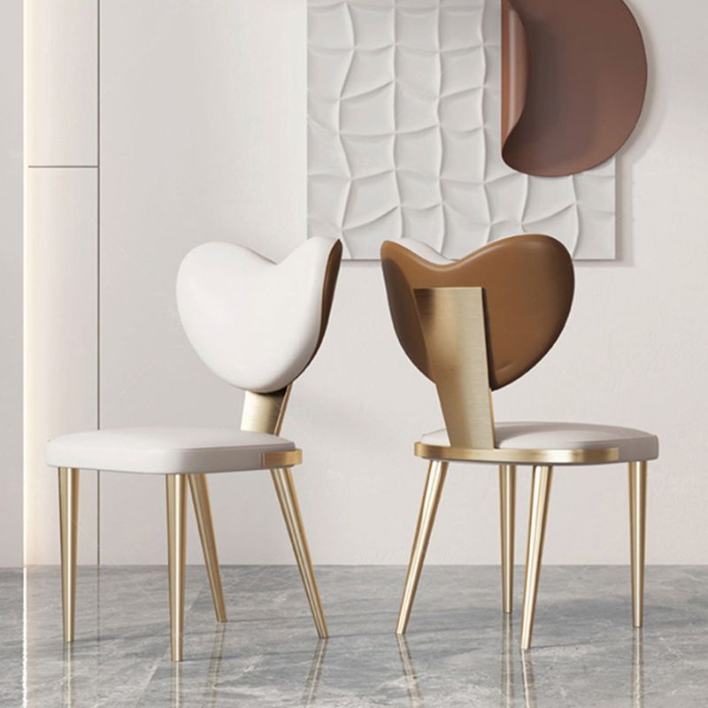 Glam Armless Dining Chairs Gold Stainless Steel Legs Side Chair