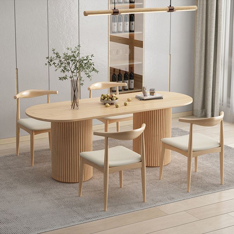 Contemporary Style Dining Oval Table Dining Wooden Table for Restaurant with Wood Legs Clearhalo 'Dining Tables & Seating' 'Dining Tables' 'dining_table' 'furn' 'furn_dining_table' 'Furniture' 'furniture_dining_table' 'Kitchen & Dining Furniture' 1200x1200_584f0a48-c56e-4f3b-a8ec-c15a648ee2b8