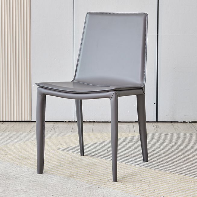 Designer Style Matte Finish Leather Side Chair Solid Back Home Dining Chair Clearhalo 'Dining Chairs' 'Dining Tables & Seating' 'dining_chair' 'furn' 'furn_dining_chair' 'Furniture' 'Kitchen & Dining Furniture' 1200x1200_58501b6d-5399-40b1-8cd9-2262eeb4ca37
