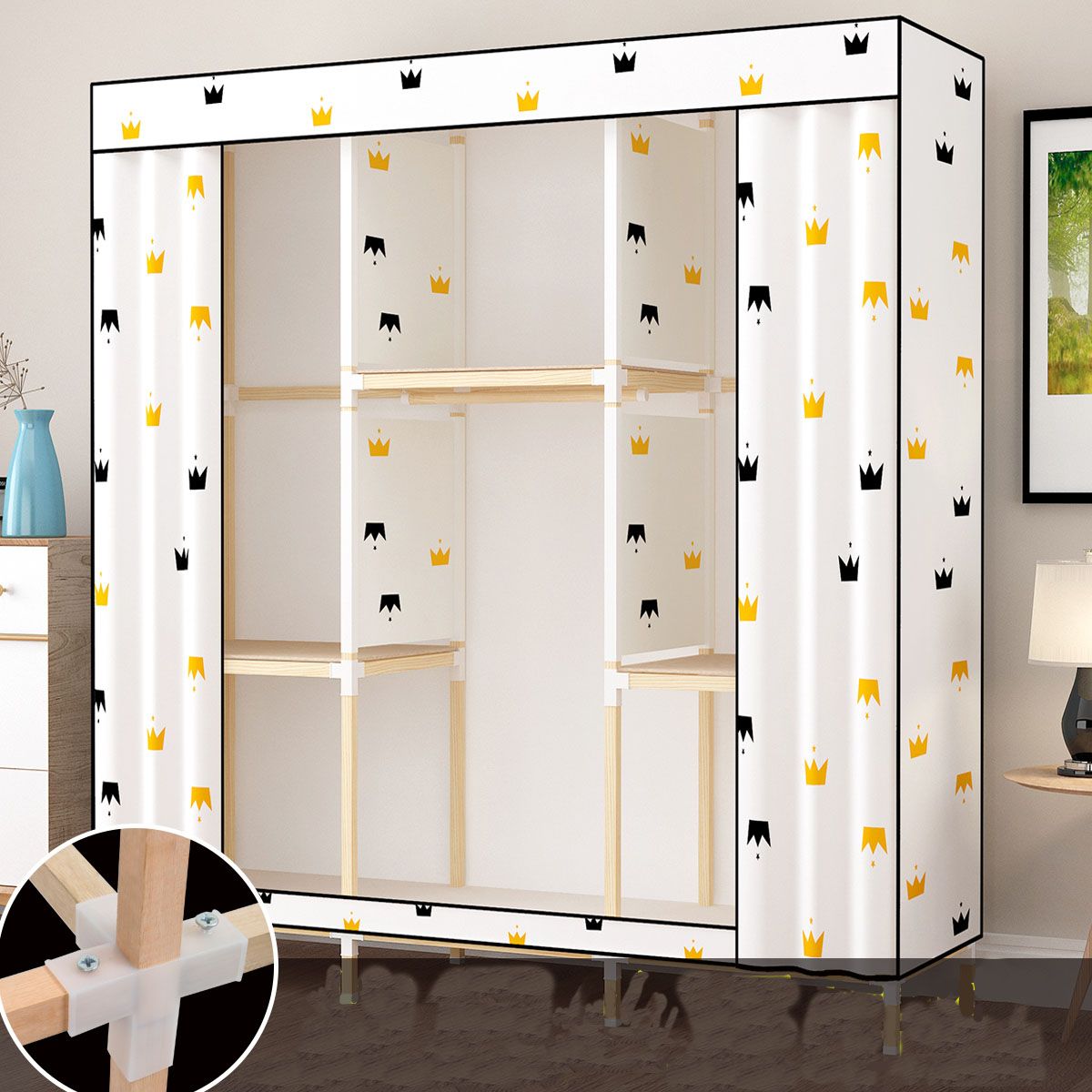 Hedendaagse stijl Solid Wood Garderobe 1-Drawer Garderobe Closet voor thuis