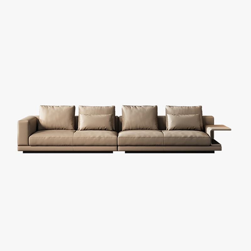 Contemporary Genuine Leather Square Arm Standard Sofa with Bolster Pillows Clearhalo 'furn' 'furn_sofas' 'Furniture' 'furniture_sofas' 'kitchen' 'kitchen_sofas' 'Living Room Furniture' 'Sofa' 'sofas' 1200x1200_5850cfa0-e529-4ca5-a739-7739a5c56359