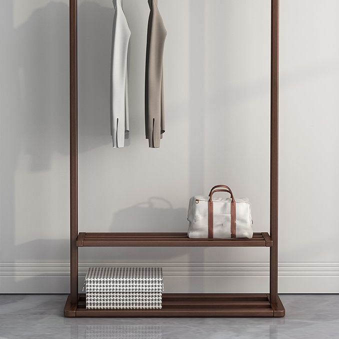 Wood Hall Tree Free Standing Coat Hanger with Storage Shelves , 62.99" H