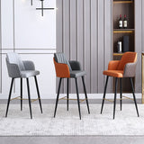 Glam Style Bar Stool Leather Backrest Bar Stools for Dining Room